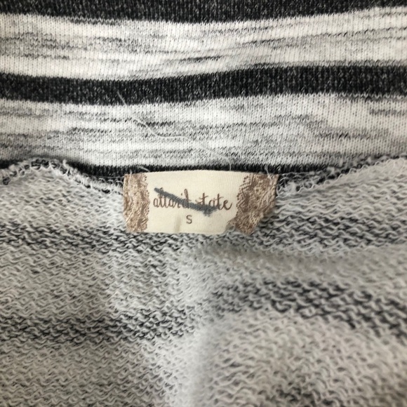 ALTAR’D State Raw Hem Striped Sweater Jacket Gray and White Size Small - Picture 9 of 10